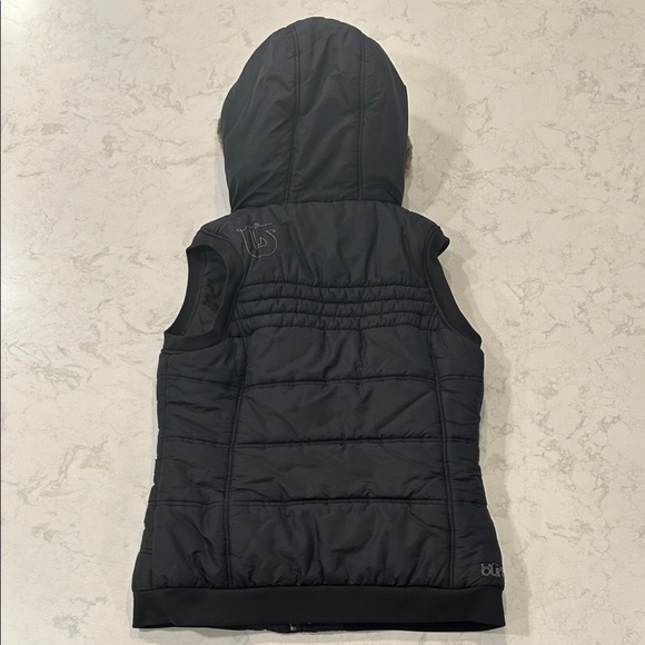 Burton Dryride Puffer Vest Black Hooded Faux Fur Trim Size Large - Picture 3 of 12